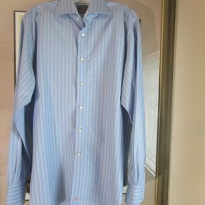 Thomas Dean TD men's Dress shirt, Multi Blue strip